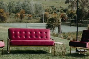 Luxe Velvet Sofa, 2 Seat, Magenta $190